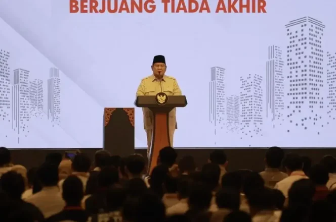 
					Presiden Prabowo Subianto menyampaikan sambutan pada Kongres IV Tunas Indonesia Raya (Tidar) di Jakarta, Sabtu (17/5/2025)/ANTARA